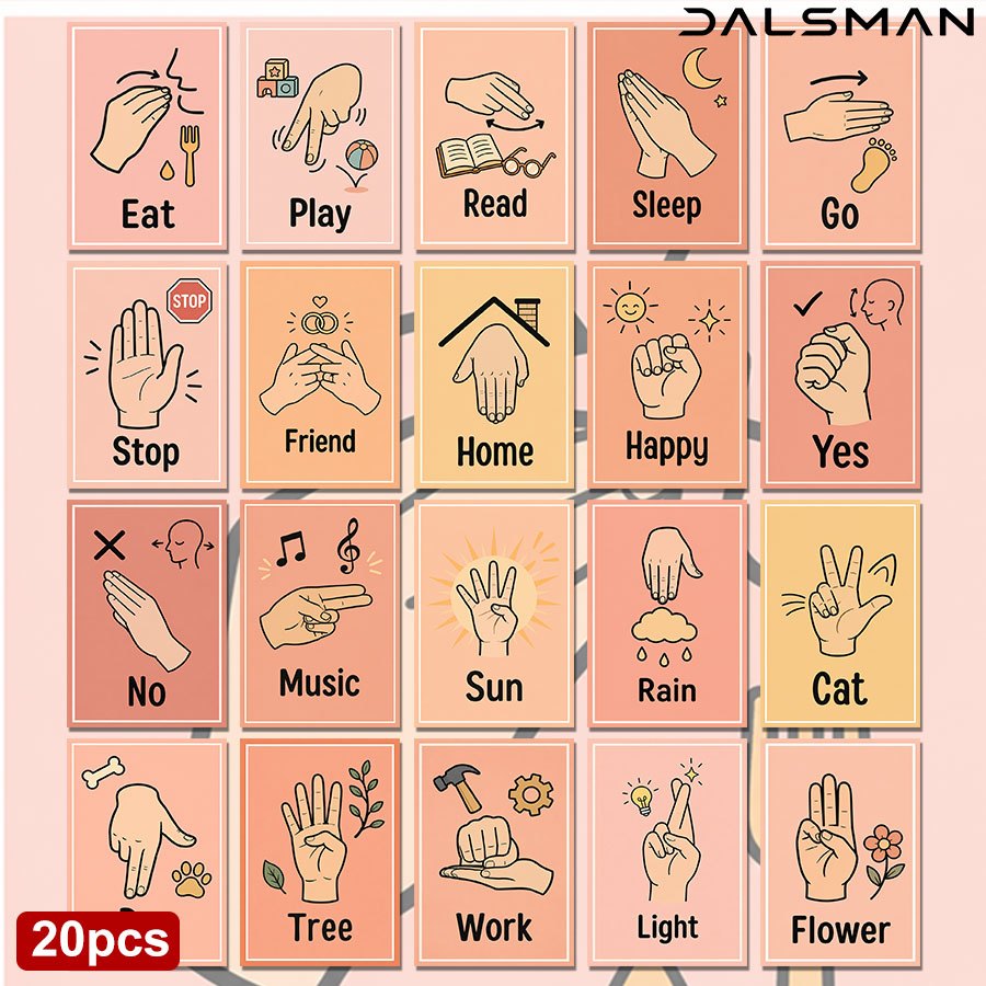 TEMU 20-pack Sign Language Postcards Set Aesthetic Hand Gesture Art Prints For And Home Decor Wall For Office And Living Room Decoration