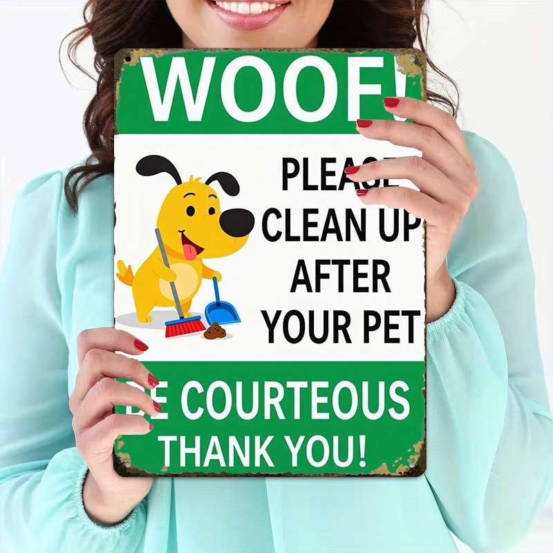 TEMU 2d Flat, 2d-flat,1pc,pet Waste Reminder Sign,creative Tin Sign Garage Decoration, Lettering, Highquality Print, Home Decorators, 2d Flat, Room