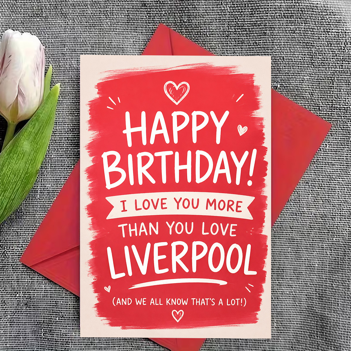 TEMU 1pc Greeting Card And 1pc Envelope. 2d Flat Romantic Birthday Card, Happy Birthday, I Love You, Than For , Red Background With Hearts, Suitable