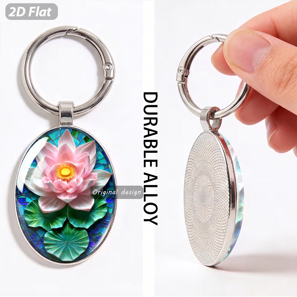 Exquisite Pink White Lotus Shaped Keychain
