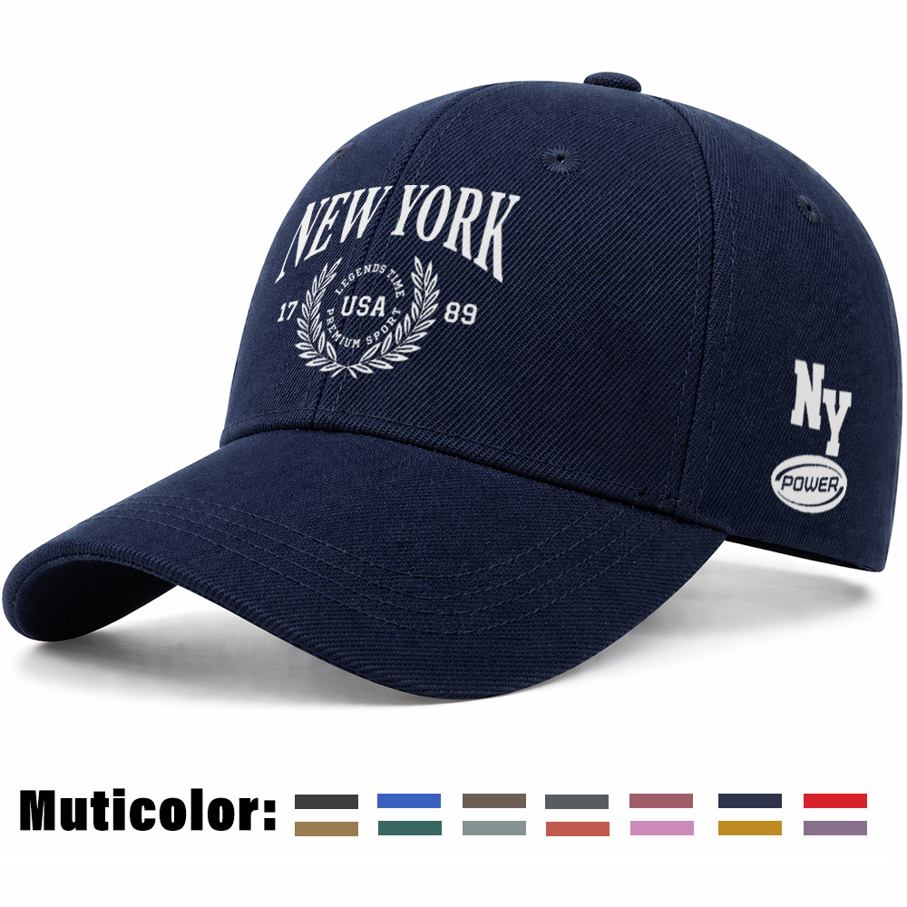 TEMU 1pc Unisex Baseball For - Adjustable Hook-and- With Ny Print, Lightweight Breathable -panel, Round Suitable For Outdoor Sports, Daily Wear, Use