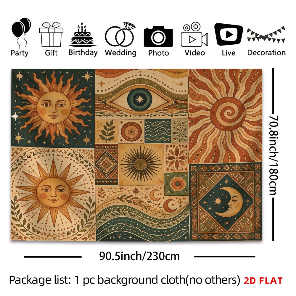 TEMU 1pc Tapestry Vintage Sun Moon And Mystical Symbols Tapestry Pattern