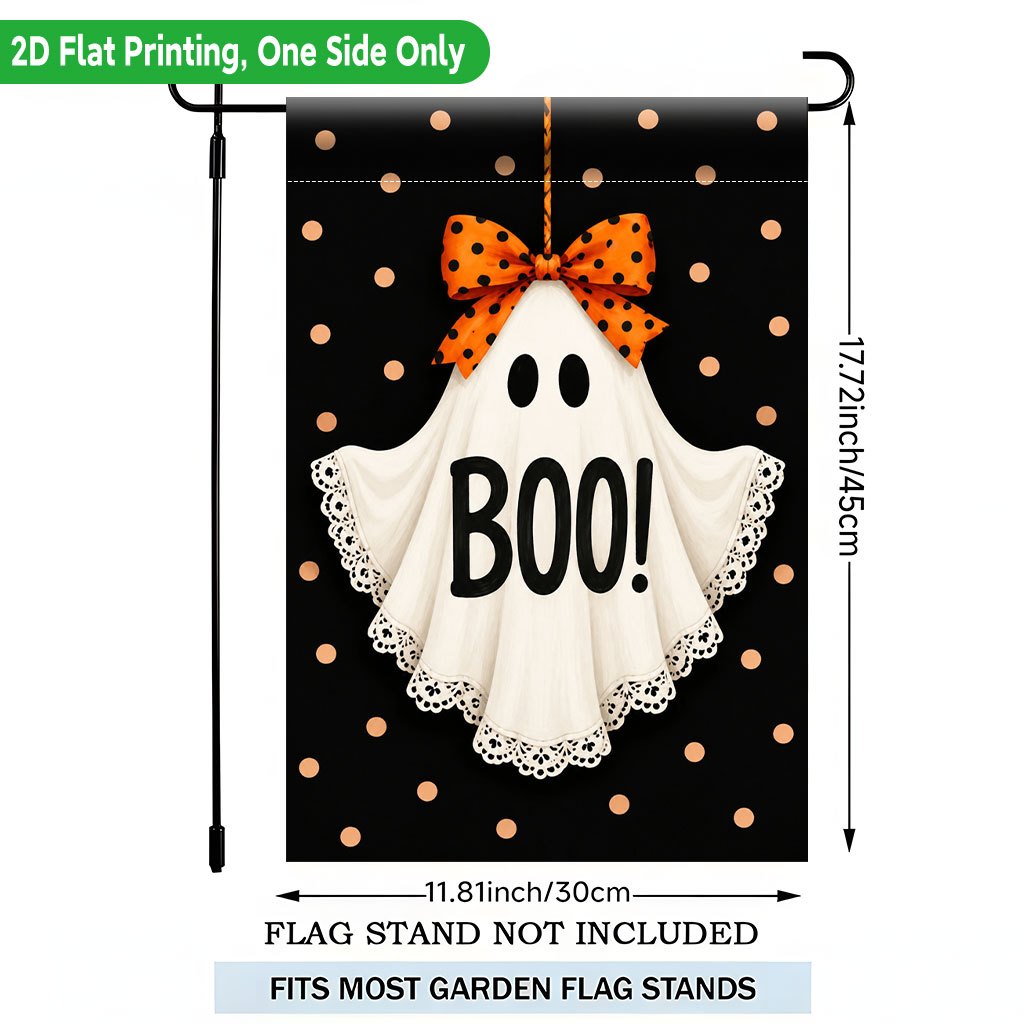 TEMU 2d Flat - 2d Flat Printing Garden Flag 1pc, Halloween With Bow Single-sided Printed Garden Flag, Suitable For Party Outdoor Indoor Home Decor