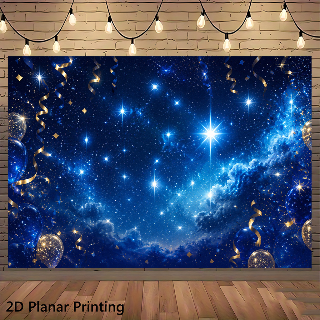 TEMU 2d Flat, 2d Flat - 2d Flat, 2d Flat - 2d Flat Banner 1pc, Sparkling Stars In A Night Sky, Rectangular Backdrop Banners In Multiple Sizes Perfect
