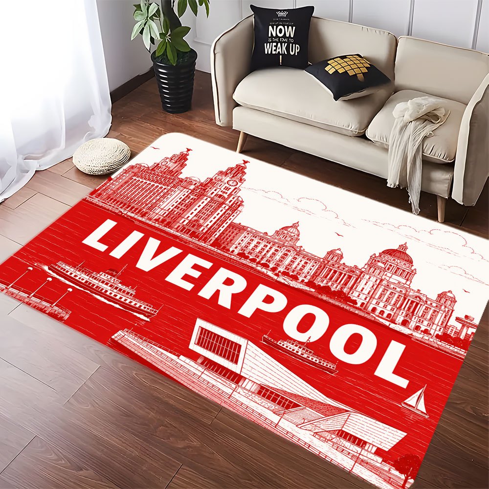 TEMU 1pc Full Print Rug Cityscape Print Non-slip Velvet High-density Carpet, Classic Theme, Artistic Machine Washable, Use For Holidays And Daily
