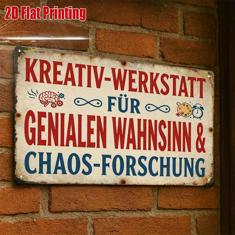 TEMU 2D Flat - 2D-Flat, ., Retro-Metallschild für kreative Werkstattdekoration, für kreative Blechschild-Garagendekoration, auffällige Schrift,