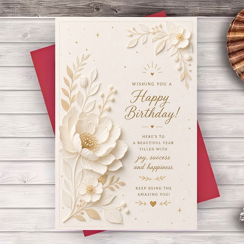 TEMU 1pc Envelope And 1pc Greeting Card Greeting Card Elegant Floral Happy Birthday Greeting Card For Beautiful Design For Special Celebration