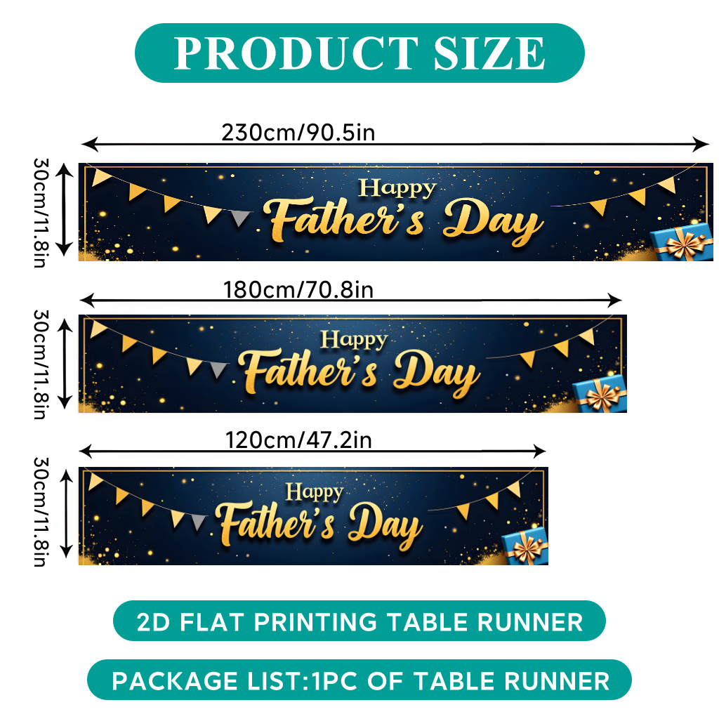 TEMU 2d Flat Printing Table Runner 1pc, Happy Fathers Day Design Table Runner, Party Tablecloth, Table Flag, Suitable For Holiday Decoration. Kitchen