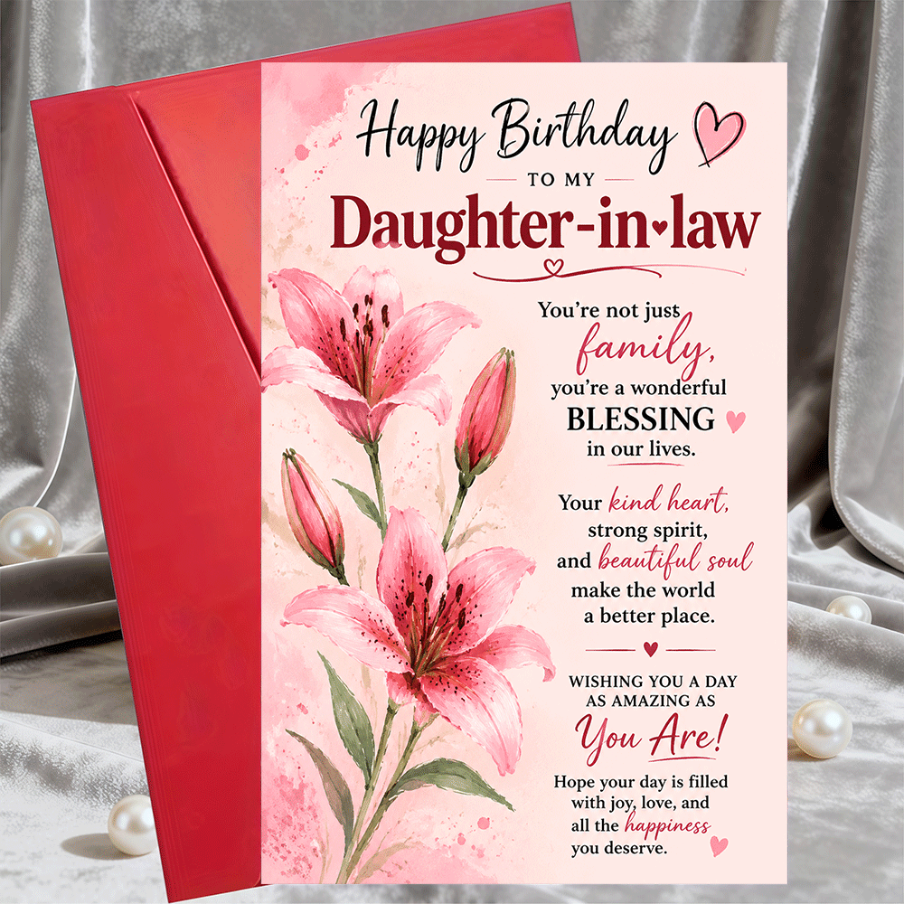 TEMU 1 Greeting Card + 1 Envelopehappy Birthday Greeting Card For Daughter In Law Beautiful For Birthday Celebration And Appreciation Gift For Her