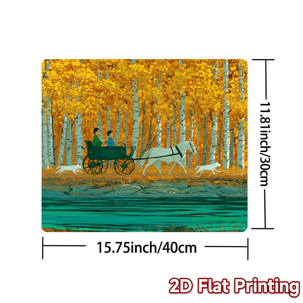 1pc   horse carriage autumn forest stove cover suitable for electric ovens glass cooktops oven pads mouse pad protectors   for stove top decoration compatible for kitchen appliances 2d flat