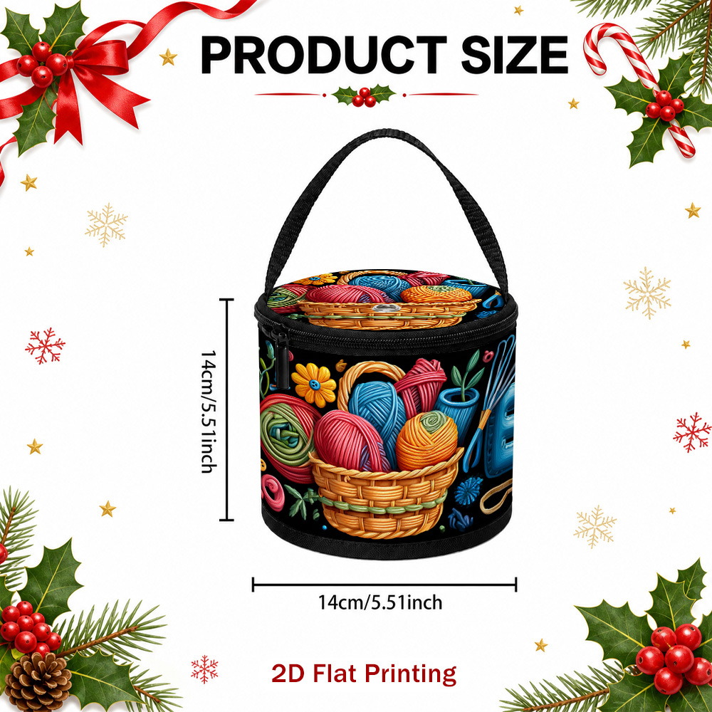 TEMU 1pc 1pcs Colorful Yarn Basket With Zipper Closure - Portable Yarn Storage Bucket Suitable For Knitting & Crocheting, Yarn Tote Bag For Yarn