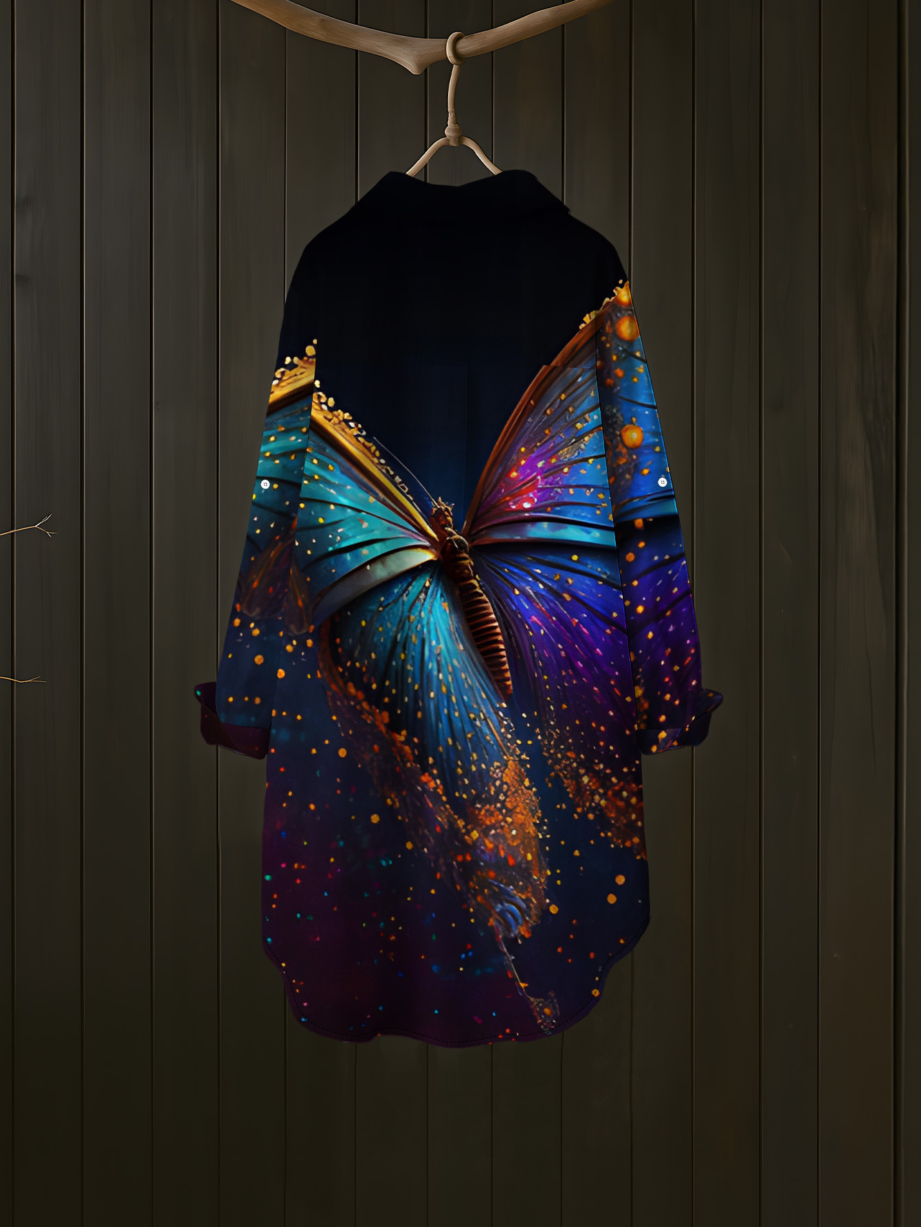 womens long sleeve extended shirt     scene casual long sleeve shirt dress for colorful   shadow versatile summer printed lapel shirt with extended length