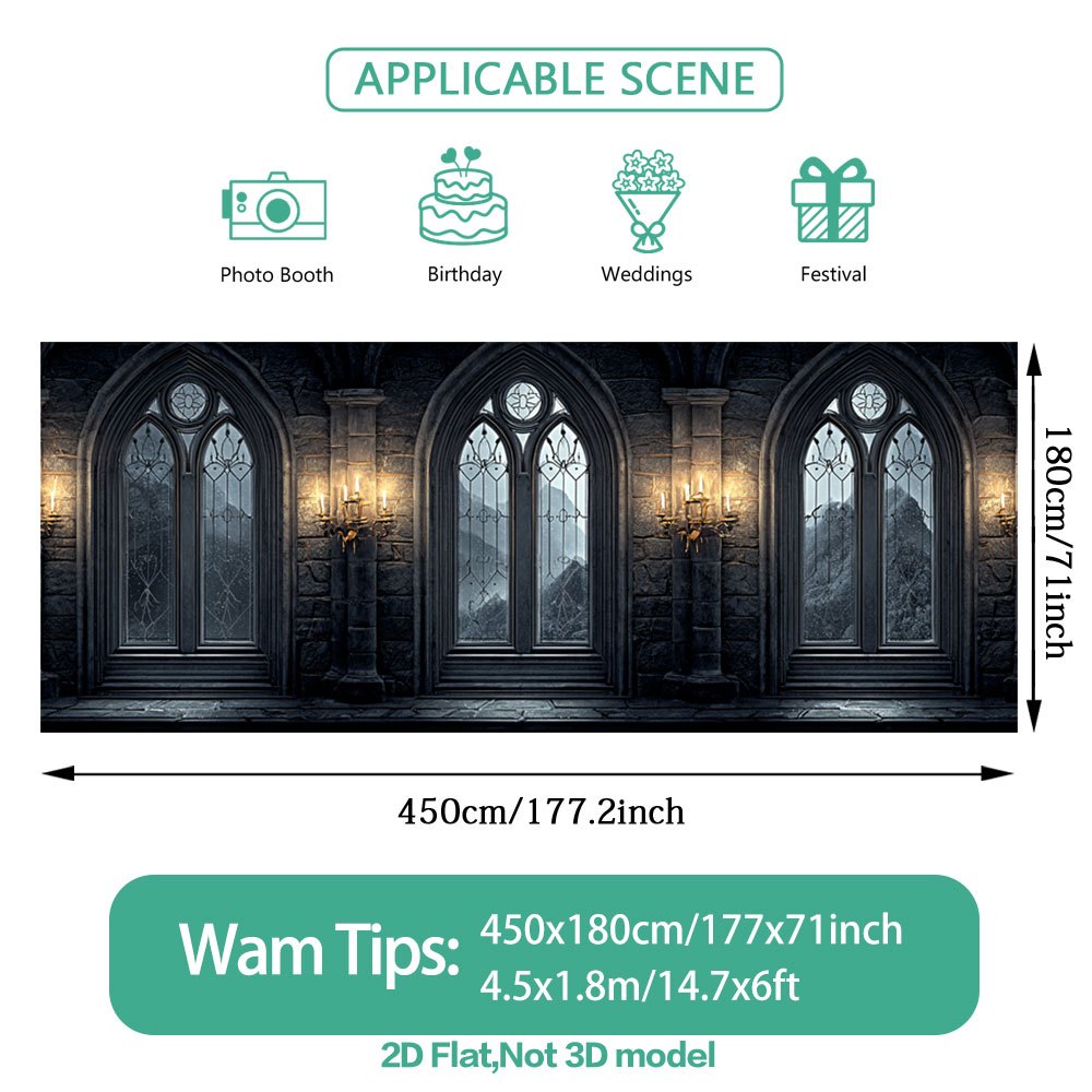 TEMU (2d Flat) 1pc Garage Door Banner With Gothic Printed, Multiple Sizes , Six-hole Design For Easy Mounting, Durable Material, Holiday Party Goods,