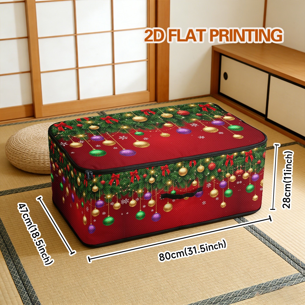 TEMU 2d Flat, 1pc Storage Box Christmas Ornament Print, For Organizer, Laundry Room Storage, Or Holiday Decor Storage, Keep Household Items, Towels,