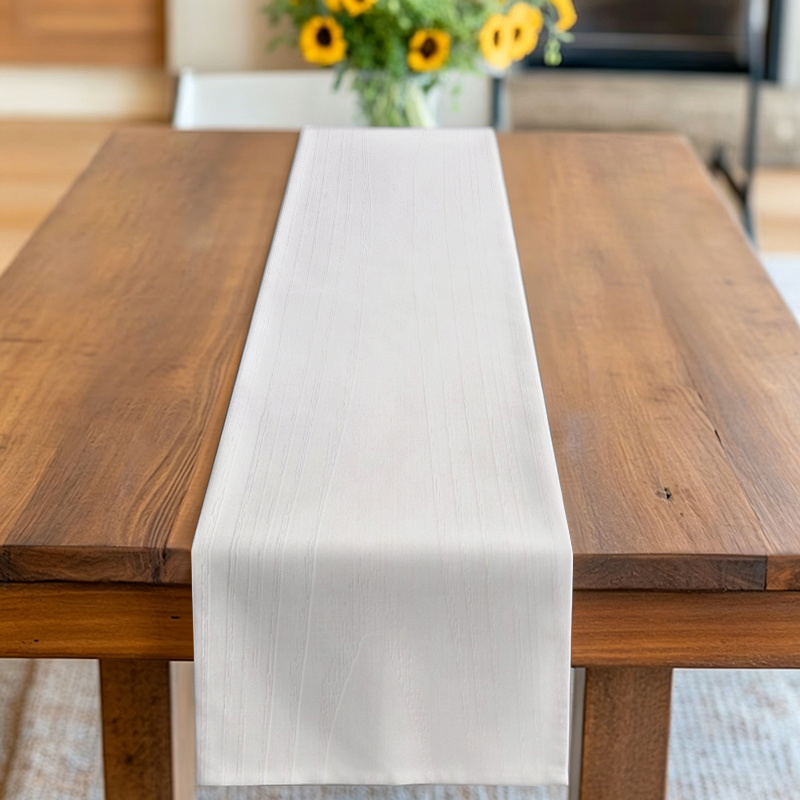 TEMU Chemin de pièce à grain de bois blanc, convient à la décoration nordique, moderne et de ferme, drapeau de table rectangulaire à texture de bois