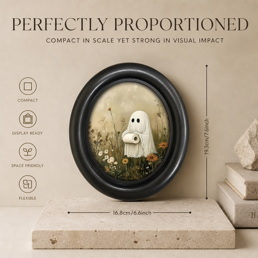 TEMU 1pc, Vintage Oval Wall Decor Featuring Holding Toilet Paper Illustration, 6.6x7.6 Inches Acrylic Picture Frame, Unique Wall Art For Office, Cool
