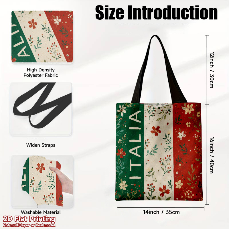TEMU 1 pièce Sac fourre-tout sur le thème italien, adapté pour les quotidiens, les - Sac d'épaule carré pliable avec imprimé Italia, fourre-tout