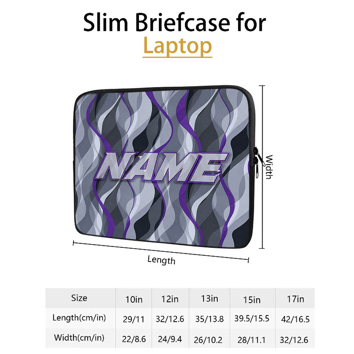 Customized Purple Waves 2D Flat Pattern Laptop Sleeve