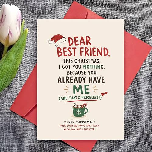 1pc Envelope And 1pc Funny Greeting Card Funny Christmas Greeting Card for Best Friend Holiday Gift Card with Humorous Message for Friends And Coworkers Seasonal Celebration Stationery