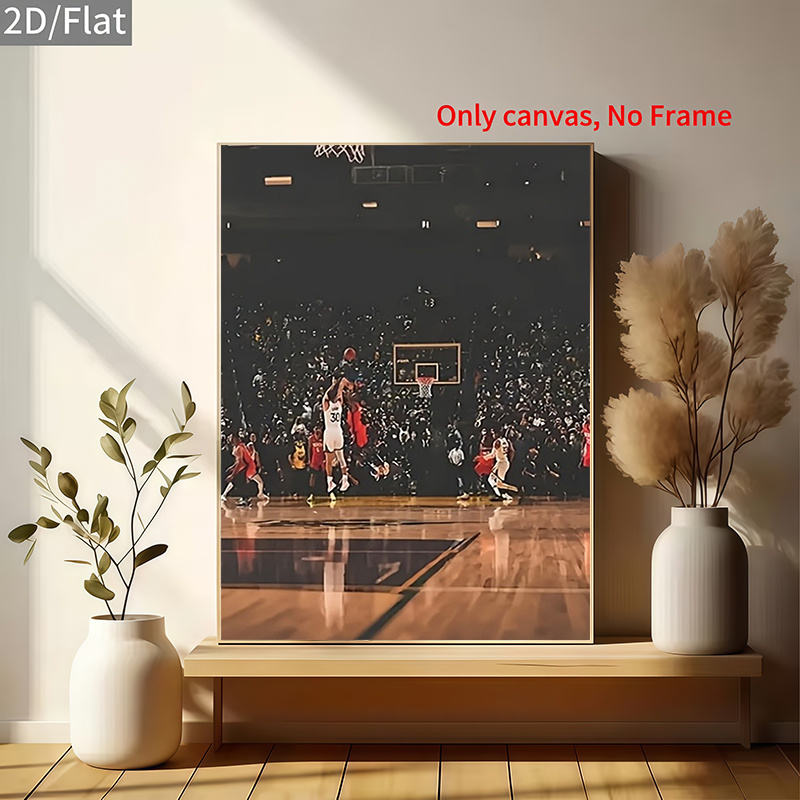 TEMU 2d Flat, 2d Flat Renaissance-style Basketball Frameless Canvas Print Poster, Sports-themed Wall Art, Suitable For Home Office, Bathroom, Living
