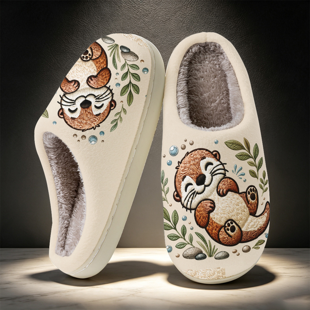 TEMU [Motif Imprimé – Non Texturé] [Bout Ouvert Large] Chaussons à Imprimé de Dessin et Plante Verte, Chaussons d'Intérieur Tendance pour Femme,