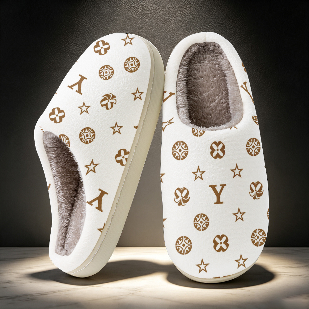 TEMU [printed Design â Not Textured] Letter Star Geometric Pattern Print Slippers Pattern Print Fashion Women's Home Slippers, Unisex, Versatile Sof