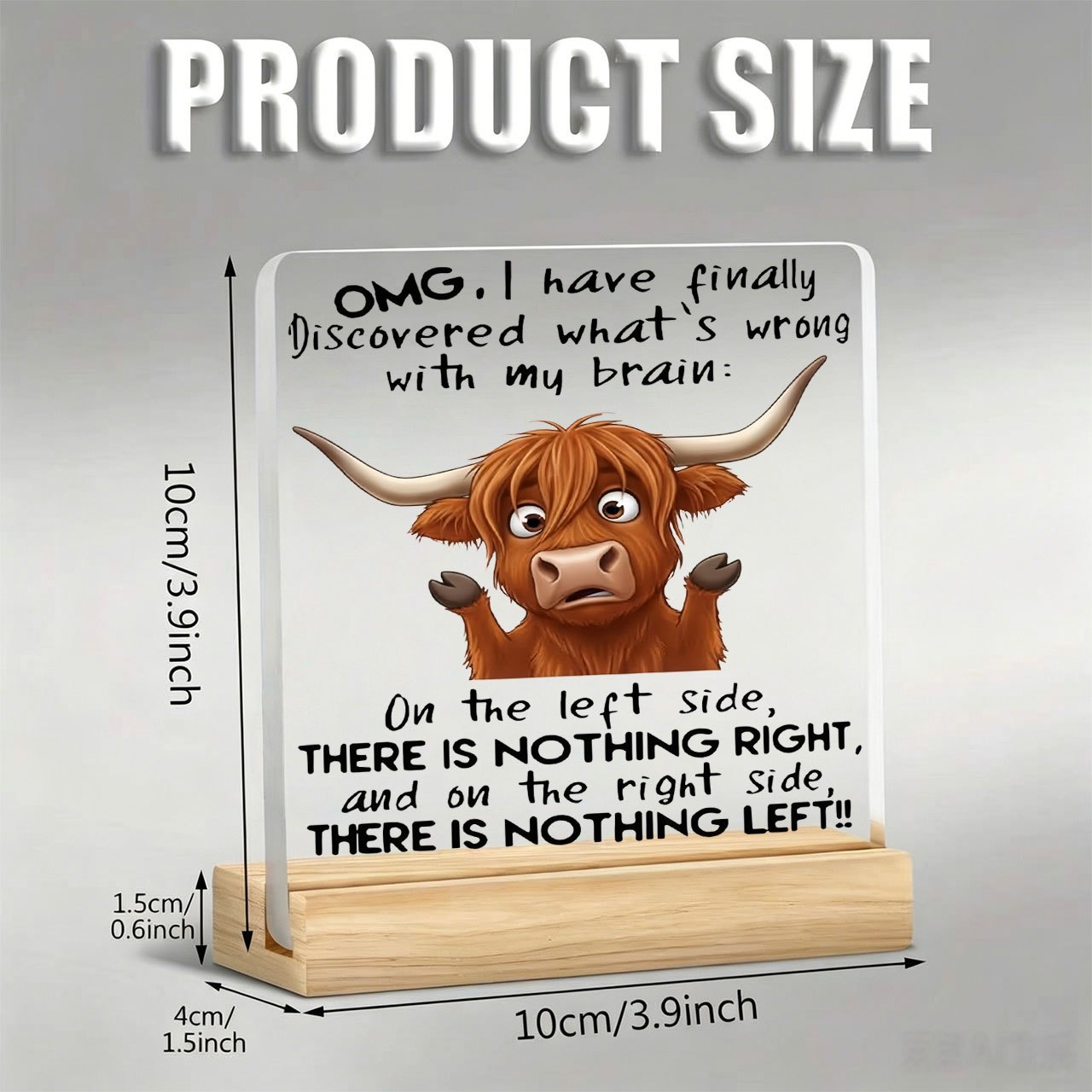 TEMU 1pc Acrylic Desktop Decorative Standee, Adorable Highland Cow Cartoon Pattern Paperweight, Desktop Decoration, Suitable For Work, Study, And Bar