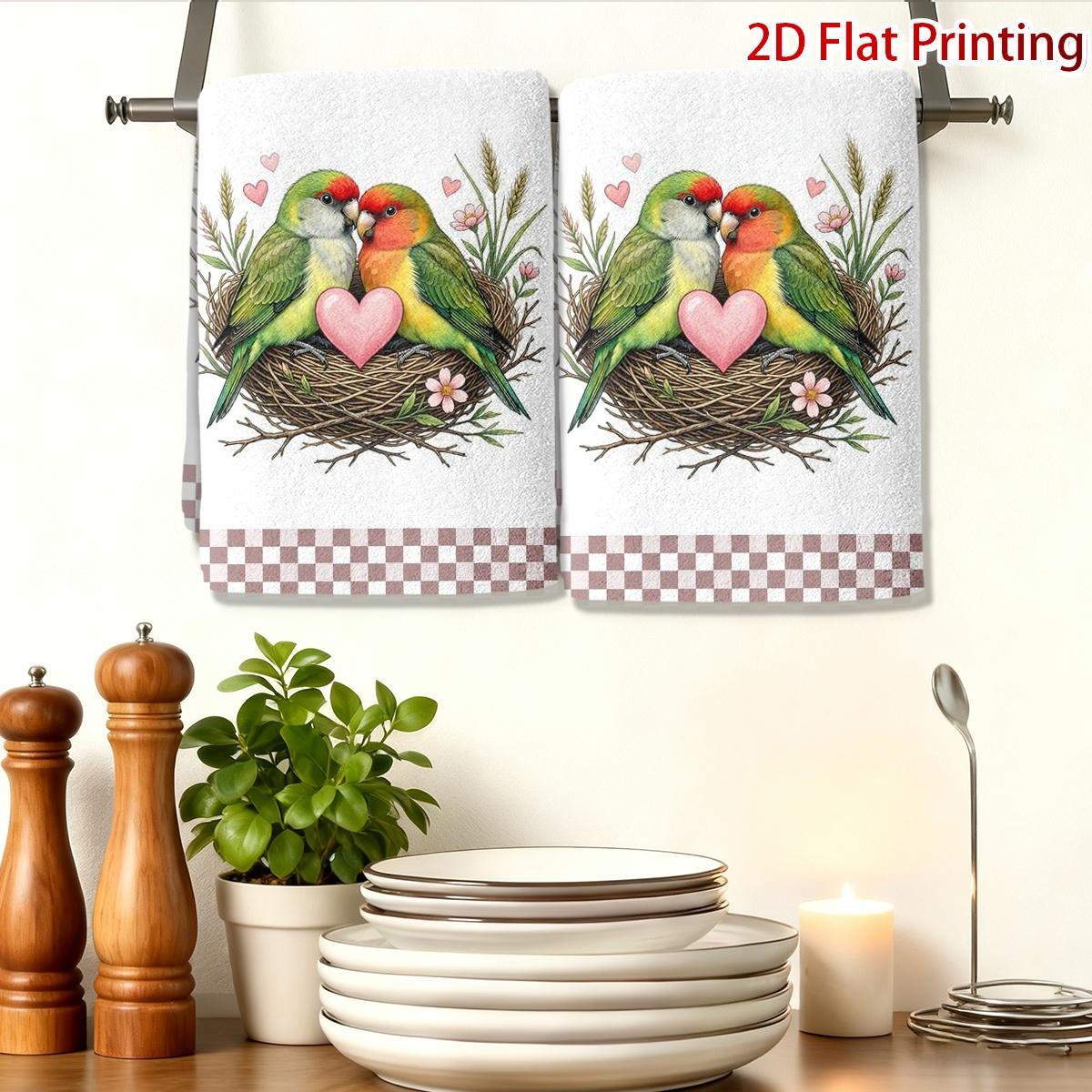 TEMU 2pcs Budgerigar-themed Kitchen Towels Suitable For Baking, Microfiber & Cleaning Cloths With Budgie , Decorative Housewarming Gift For, Multi,