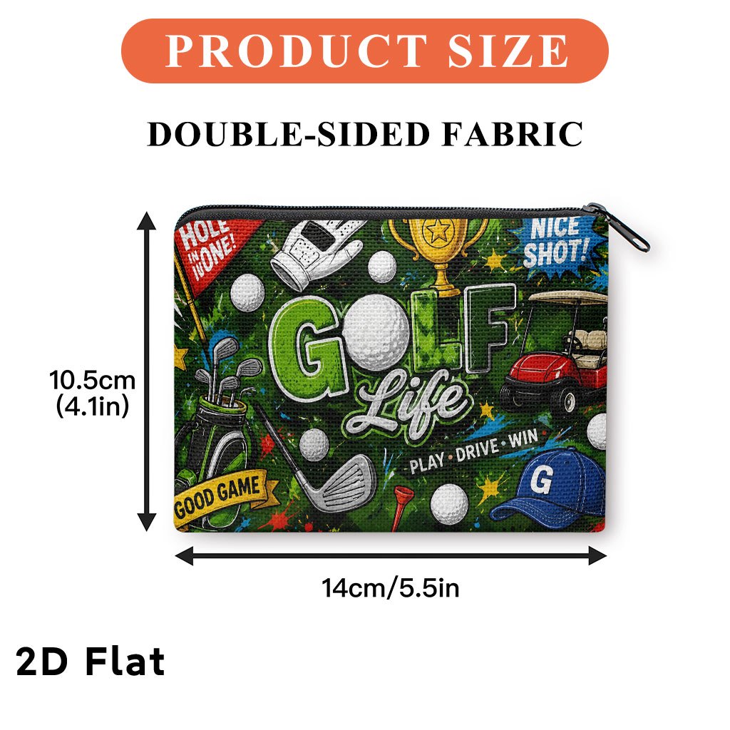 TEMU 2d Flat Coin Purse 1pc, Golf Life Elements, Multifunctional Coin Purse, Combining , Cards, And Keys Into 1 Compact And Stylish Small Wallet With