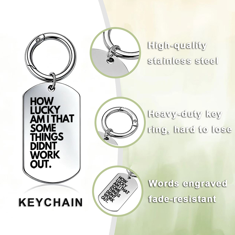 1pc gratitude past disappointment   english text pattern stainless steel keychain exquisite engraved womens key chain bag pendant   of the past     easy to worry female accessory gift for unrelenting   best