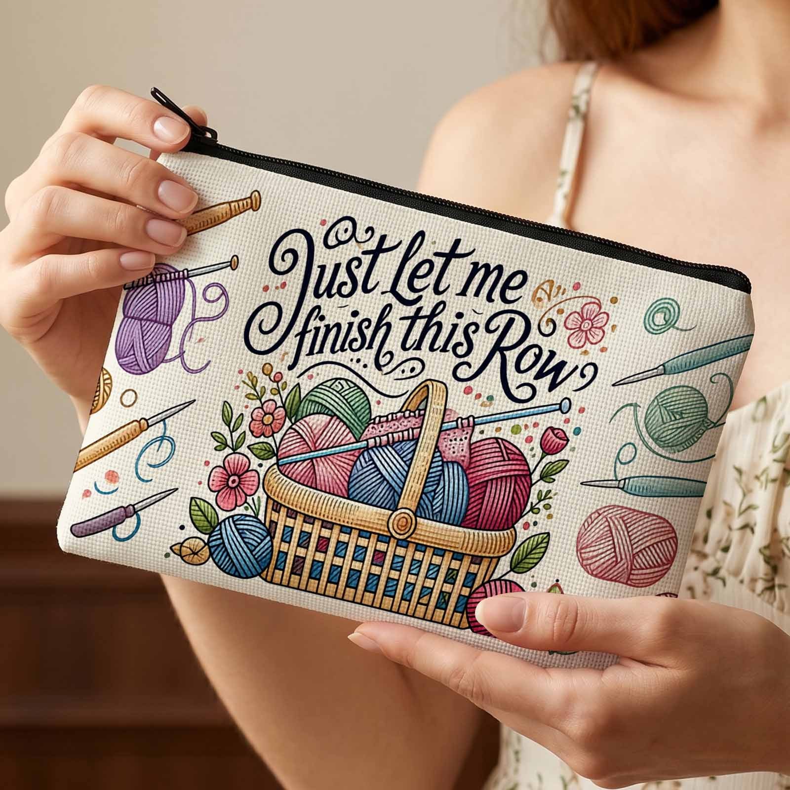 TEMU 2d Flat Printing Makeup Bag, , Holds Yarn And Tools For Crafting On The Go