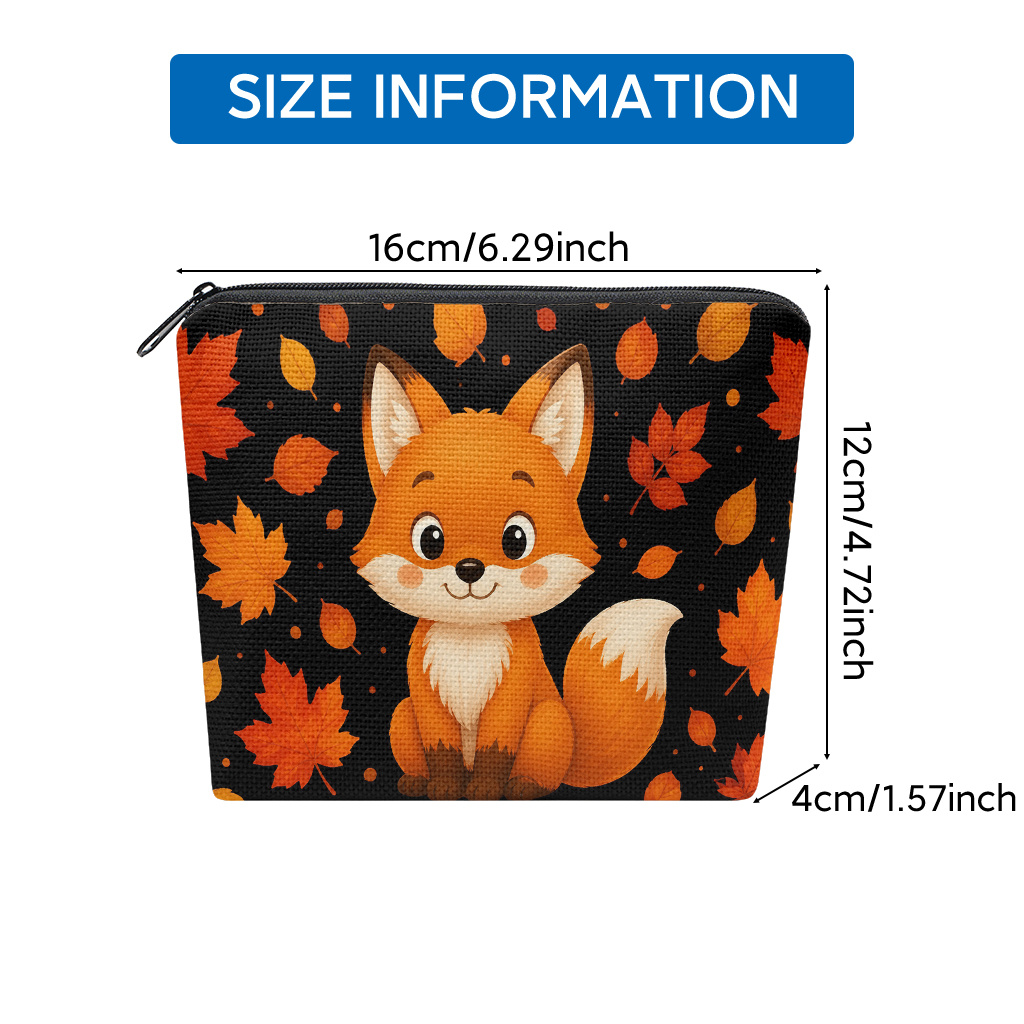 TEMU 1pc Adorable Autumn Fox Print Sanitary Pad Holder & Organizer - Multifunctional Travel Pouch Suitable For Makeup, Toiletries, Lipstick Case, Key