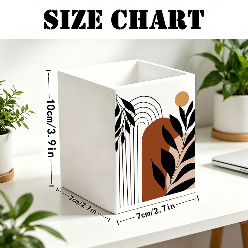 TEMU 1 pièce, Boîte de Rangement Multifonctionnelle Caramel avec Branche et Feuille, Tube Organisateur de Bureau, Peut Contenir Pinceaux de