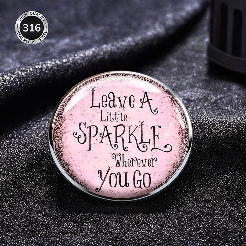 TEMU 2dflat Fashionable Pink Sparkling Text Stainless Steel Brooch, Creative And Versatile Apparel Accessory, Worn On Backpacks Or Collars,