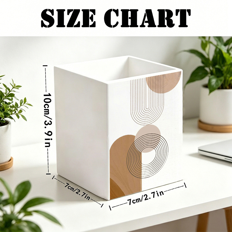 TEMU 1pc, Boîte de rangement multifonctionnelle géométrique Easy Line marron , Organisateur de bureau, Peut contenir des pinceaux de Cosmétique, des