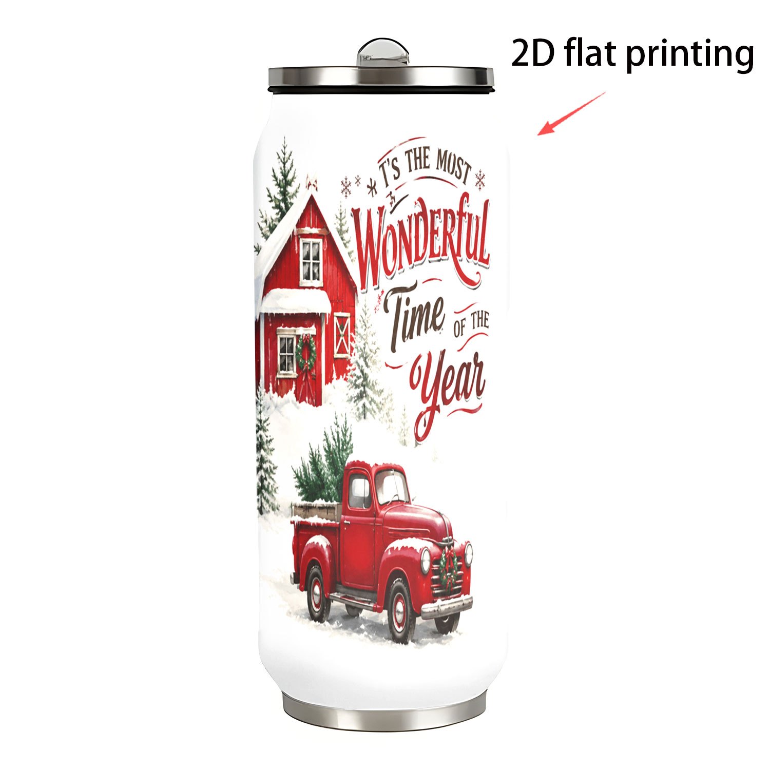TEMU 1pc 17oz Coffee Stainless Steel Tumbler, Leak-proof, Portable, , Gift Idea, Christmas Barn Scene With