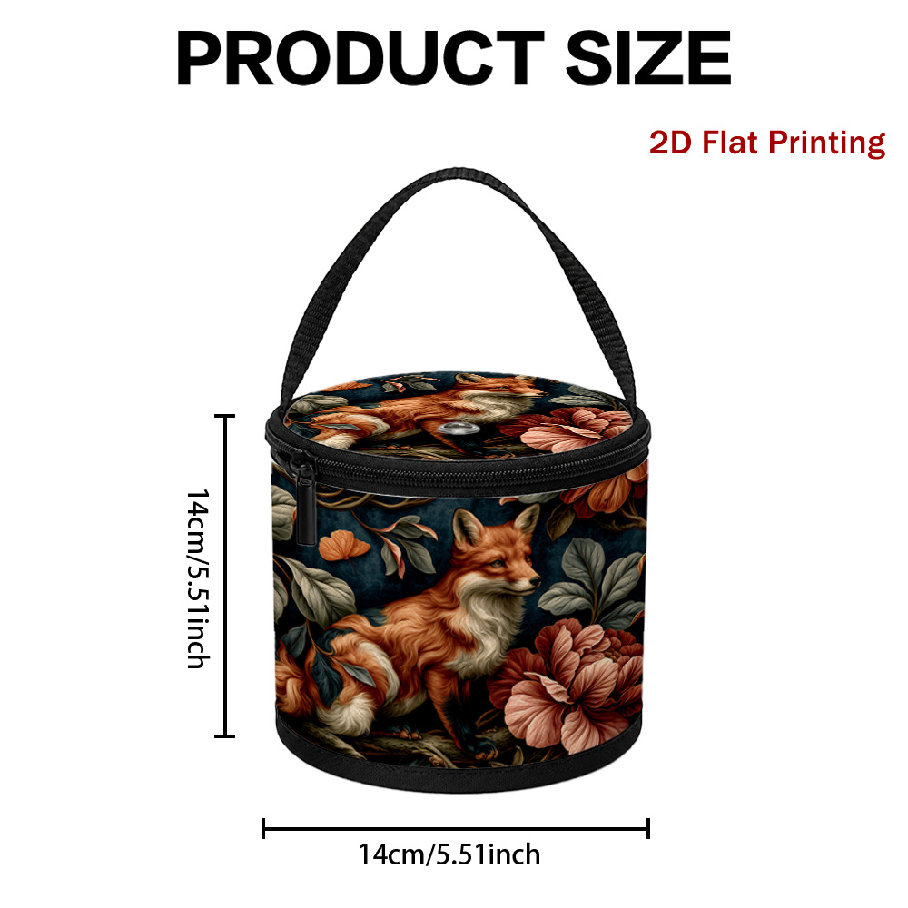 TEMU 1pc 2d With Flowers And Print Yarn Storage Tote Bag Crochet And Knitting Tool Organizer Zippered Craft Bag For Storing Yarn Skeins Needles Hooks
