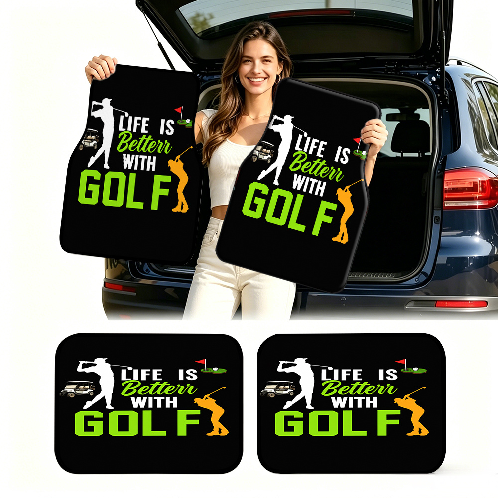 TEMU 4pcs Set, Golf Style Pattern Car Mats, Car Interior Decoration, Golf Equipment Car Decoration, Suitable For Suv/truck/sedan, Pet-friendly