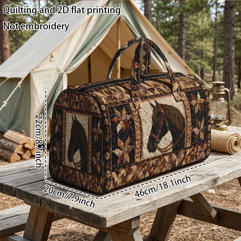 TEMU Sac matelassé avec et cadre de courtepointe, matelassage et impression 2D à plat, non brodé, pour sac de voyage grande capacité, sac à main