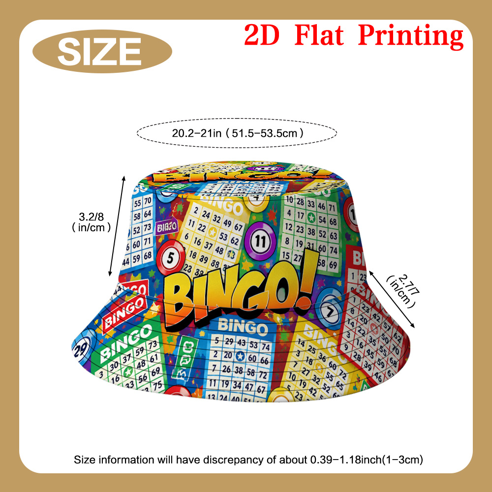 TEMU 2D , 1 pieza Colorido de Tarjeta de Bingo Unisex Sombrero de Pescador Moda Para Todas Adecuado para Sombrero Para Usar Todo Confort