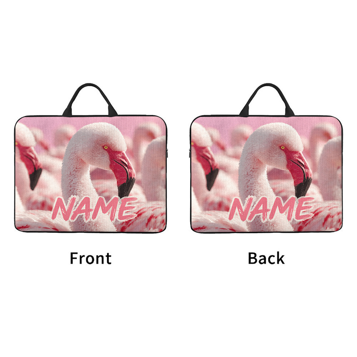 Custom Name/Text Pink Large Laptop Bag, Lightweight Design