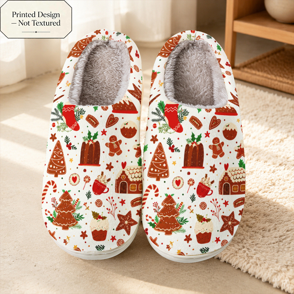 TEMU Printed Design â Not Textured. Christmas Gingerbread House Themed Pattern, Elegant And Simple. Soft, -friendly, With A Gentle And Warm Feel .