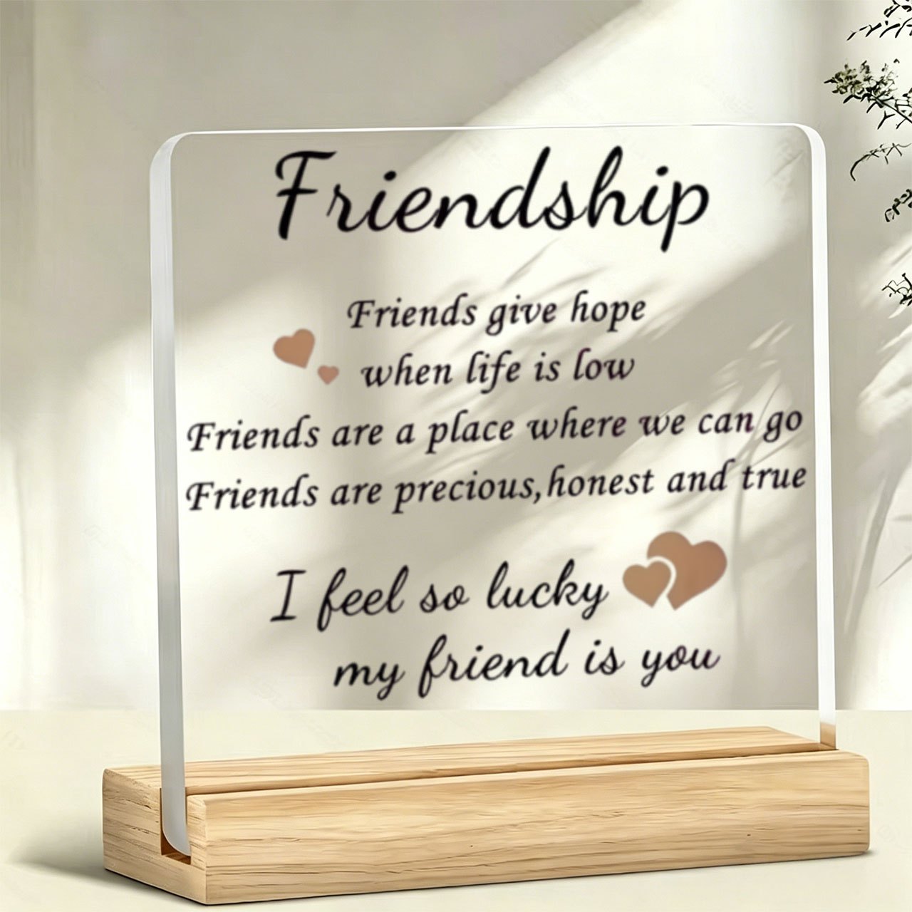 TEMU 2d Flat, 1pc Friendship Hearts Acrylic Standee Ornament, Desktop Decoration, Office Desk And Bar Decor, Valentine's Day, Birthday, Holiday Gift