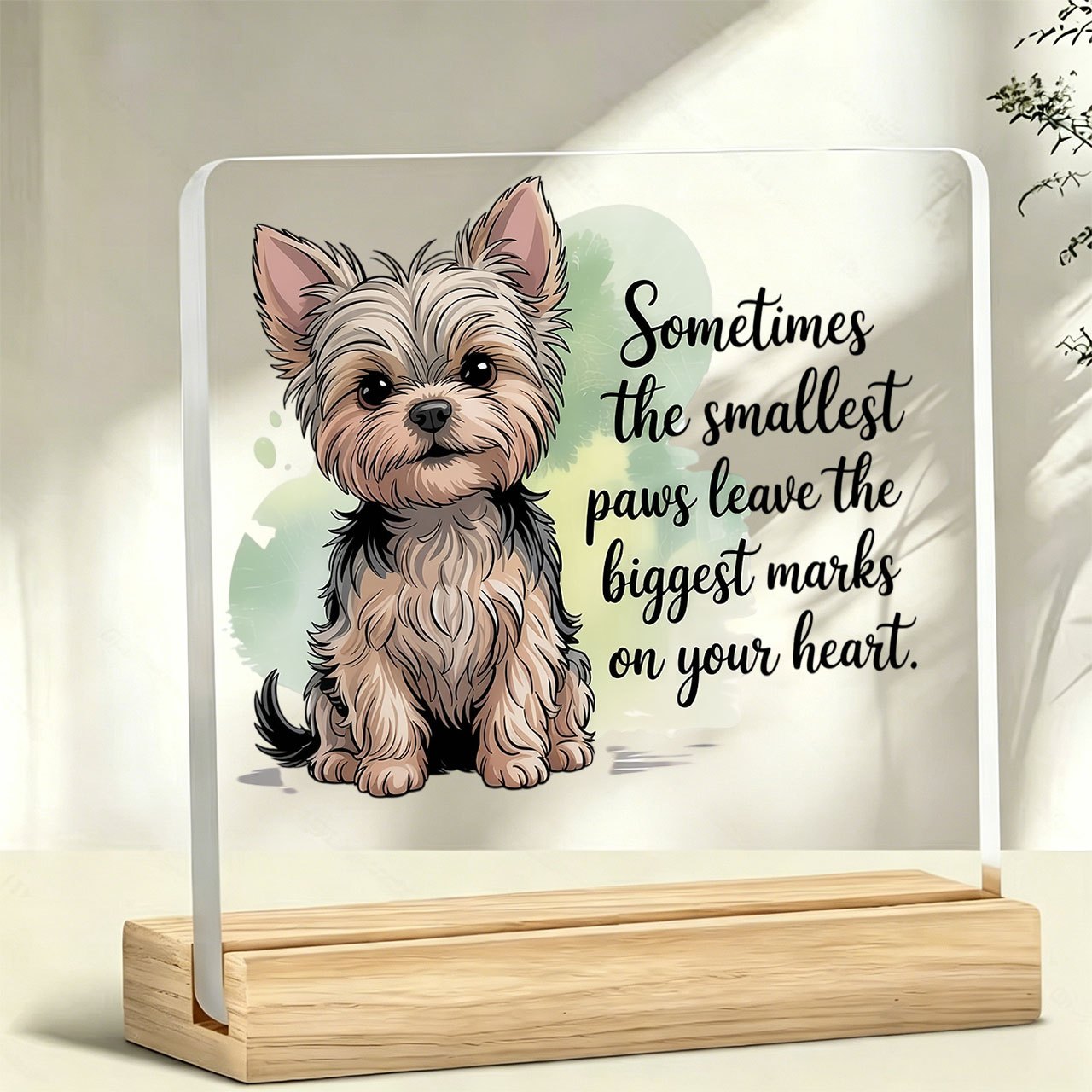 TEMU [2d Flat] 1pc Cute Yorkshire Terrier Pattern Tabletop Acrylic Stand Desktop Decoration Office Counter Decor Coworker Friend Valentine's Day
