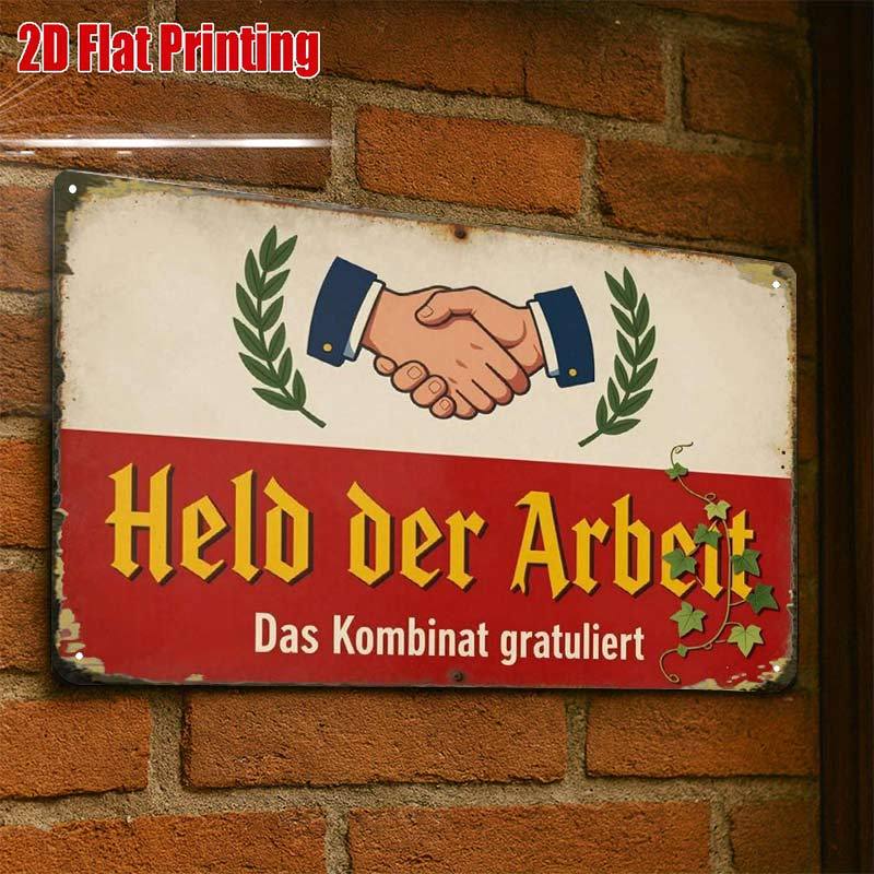 TEMU 2d Flat, 2d-flat,1pcvintage German Work Hero Metal Sign,creative Tin Sign Garage Decoration, Lettering, Highquality Print, Home Decorators, 2d
