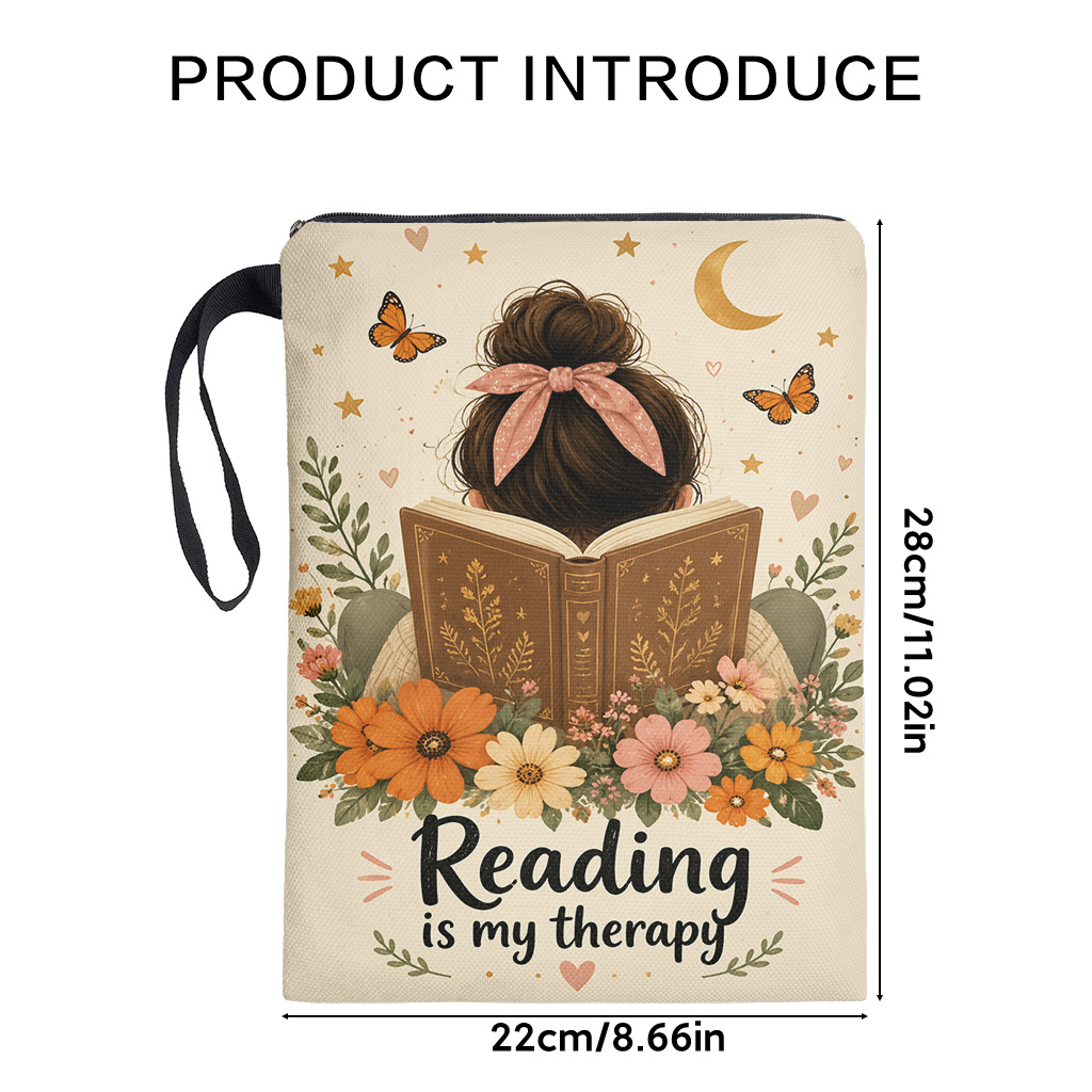 TEMU para libro 1 pieza, para libro con estampado "La lectura es mi ", Cubierta para libros para amantes de los libros, Cubierta de tela reutilizable