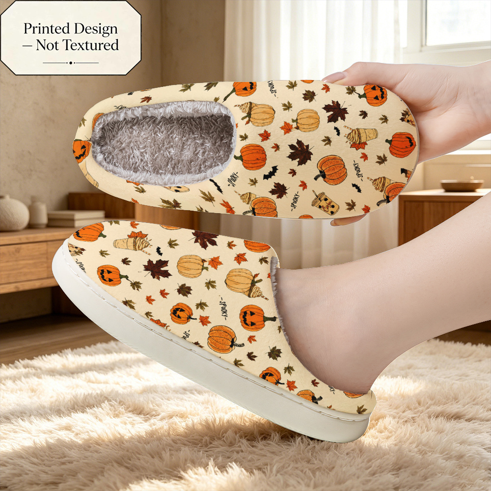 TEMU Printed Design â Not Textured. Extra-wide Cartoon Pumpkin, Fallen Leaves, And Milk Tea Pattern. Elegant And Simple, Soft And Skin-friendly, Wit