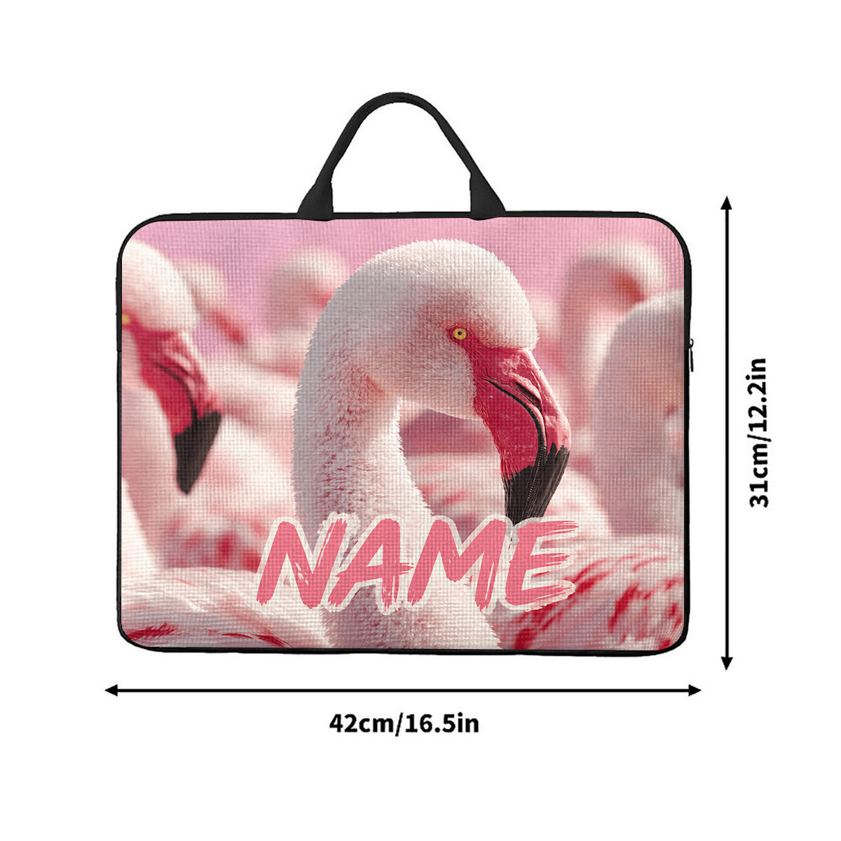 Custom Name/Text Pink Large Laptop Bag, Lightweight Design