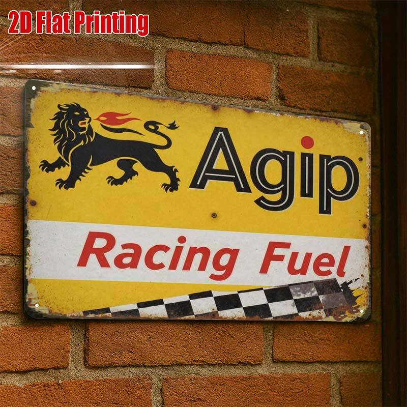 TEMU Plaque métallique plate 2D, 1 pièce, vintage Racing Fuel, plaque en étain pour décoration de garage, lettrage , impression de haute qualité,