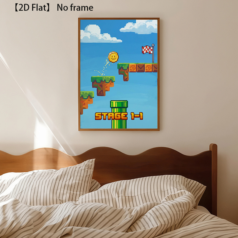 passend für zimmer, küchen badezimmer, vintage 90er pixel-art – rahmenlose vertikale retro-gaming-wanddeko